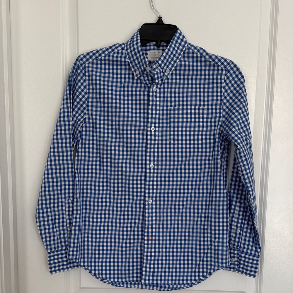 Crewcuts Blue and White Checkered Kids Button Down Shirt